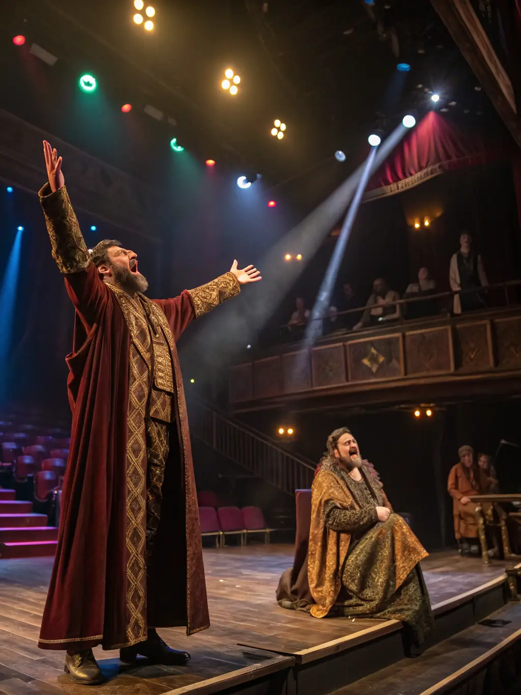 A captivating photo of a theatrical play being performed at La Mutante, highlighting the actors, stage design, and dramatic storytelling.